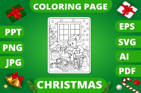 A Christmas Coloring Page Graphic for Kid-Friendly Branding