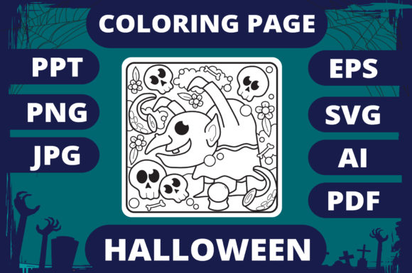 A Halloween Coloring Page Evaluated for Real-World Embroidery