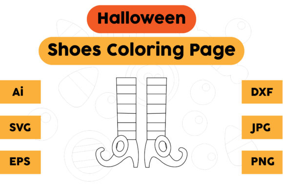 A Halloween Shoes Coloring Design for Embroidery
