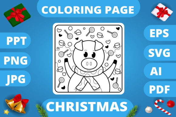 Christmas Coloring Page for Kids 26 V3: A Graphic Asset for Seasonal Publishing