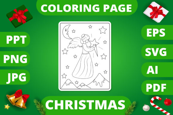 Christmas Coloring Page for Kids: A Graphics Asset for Publishing