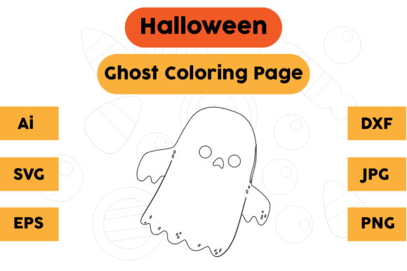 Ghost 22 Halloween Coloring Page for Digital Graphics & Coloring Pages