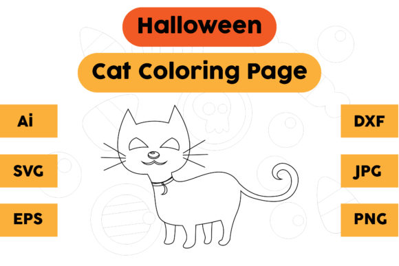 Halloween Coloring Page Cat Graphics for Creative Projects
