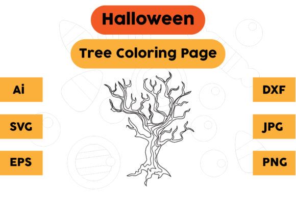 Halloween Coloring Page Tree 06: A Graphics Asset for Content Creators