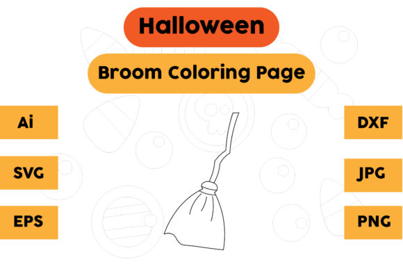 Halloween Graphics: The Broom Coloring Page for Branded Content